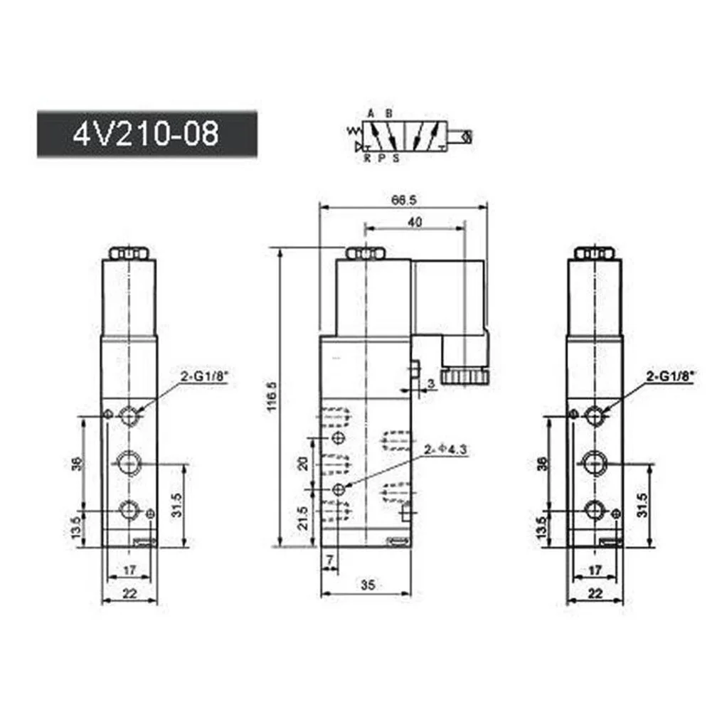 Conector de 5 puertos, reemplaza piezas neumáticas de silenciador, Kits de 12V CC de 0-116 PSI, repuesto de accesorios prácticos 4V210-08