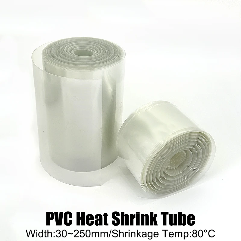 Clear Heat Shrink Tube for 18650 Protection Batteries–Width 30~250mm Insulated-Tear-Resistant Easy Cut-to-Length Cable Sleeveing