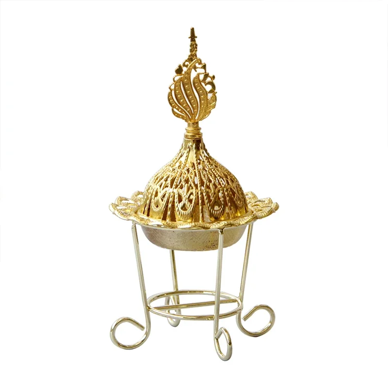 Gold Metal Quadruple Aromatherapy  Simple Middle Eastern Arab Festival Incense Burner