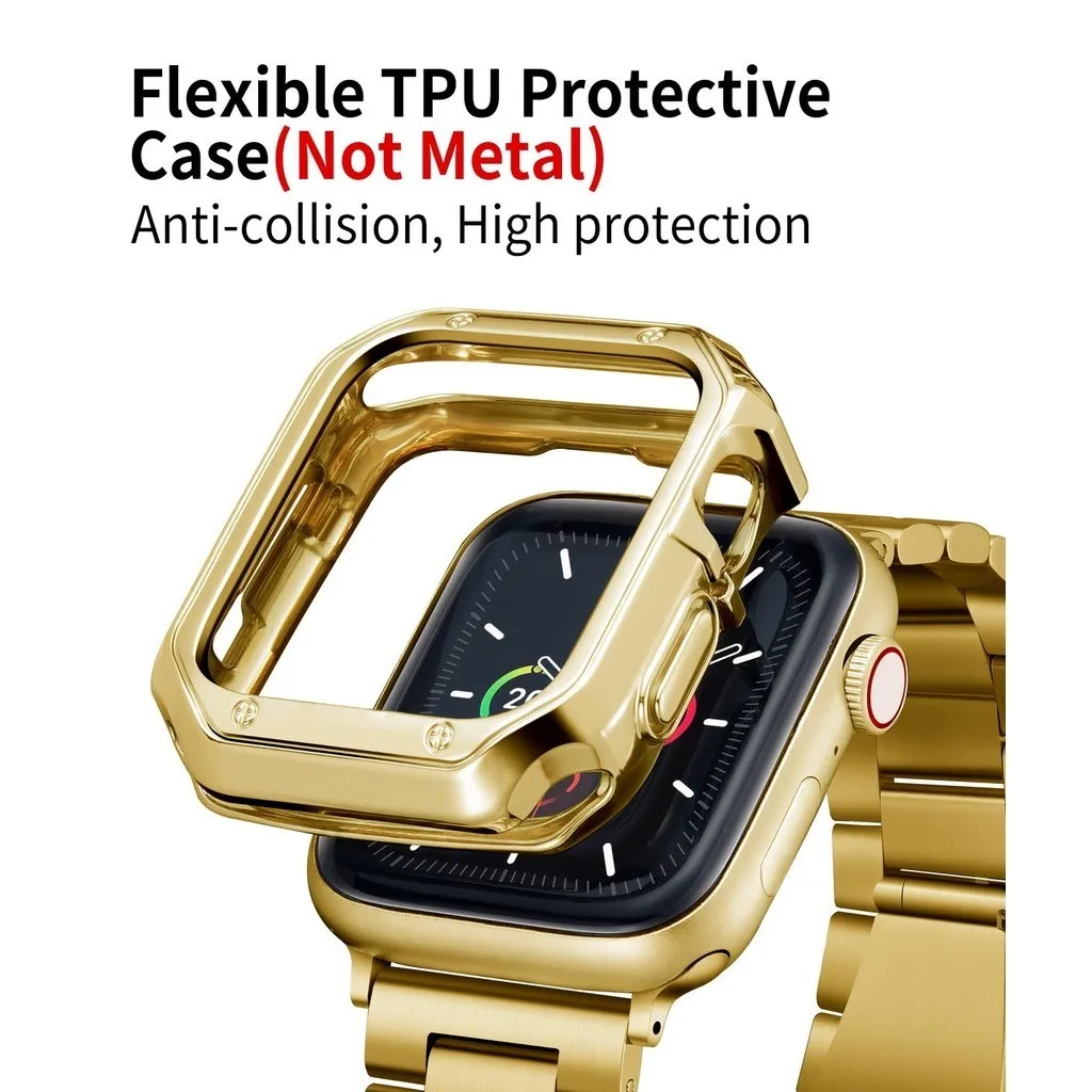 Coque de protection en TPU et bracelet en métal pour Apple Watch, Ultra 2 Band, 49mm, 45mm, 44mm, 42mm, 41mm, 40mm, 38mm, iWatch Series 4, 5, 6, SE,