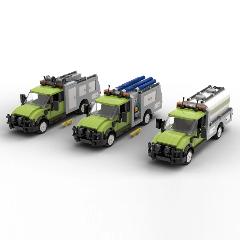 City Car Model MOC Building Bricks Forest Service Truck Bundle Modular Technology Children Holiday Gifts Assemble Toys Suit