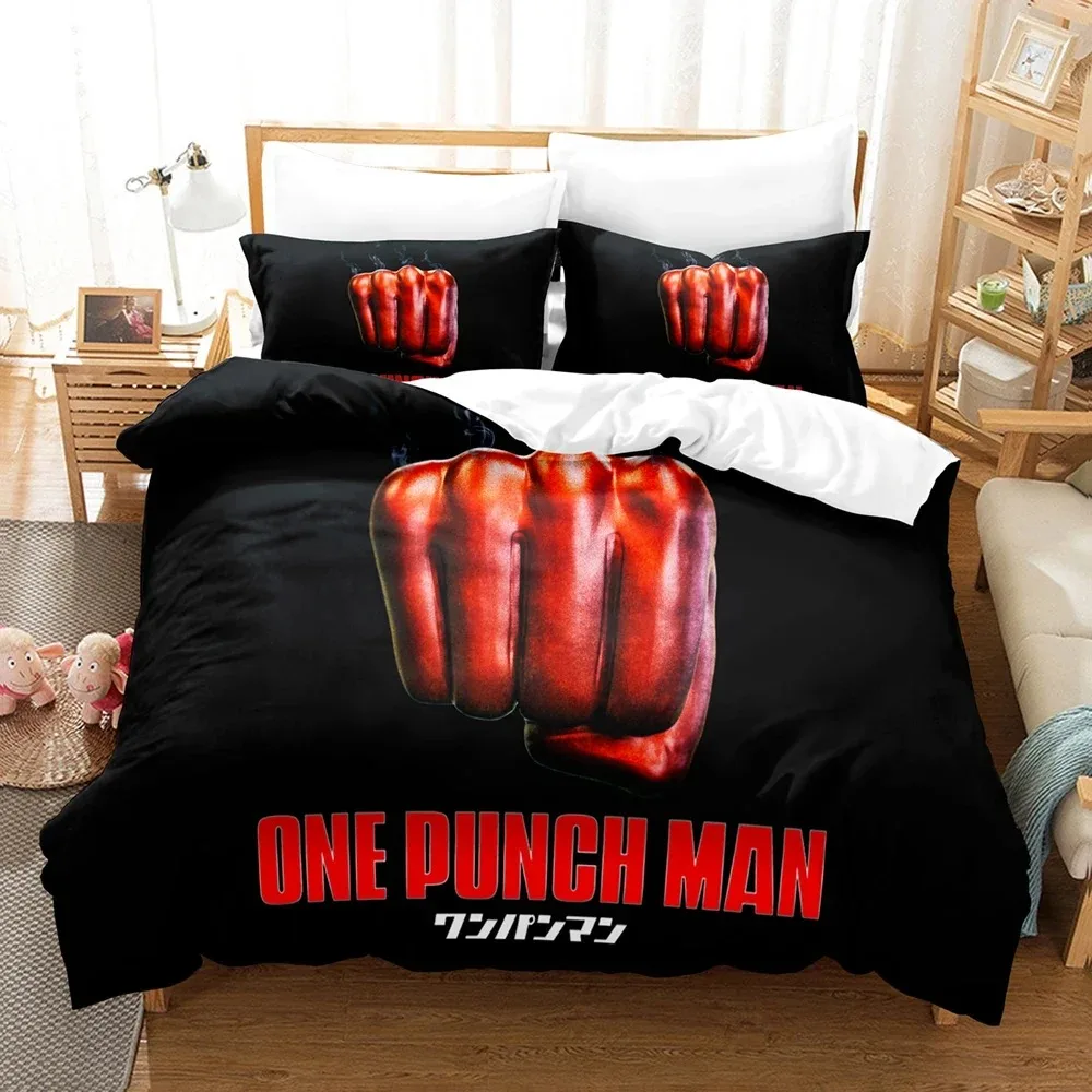 Ensembles de housse de couette Anime Anime pour enfants, linge de lit One Punch Man, taie d'oreiller, cadeau de literie pour enfants, filles, Twin Full, Queen, King Size