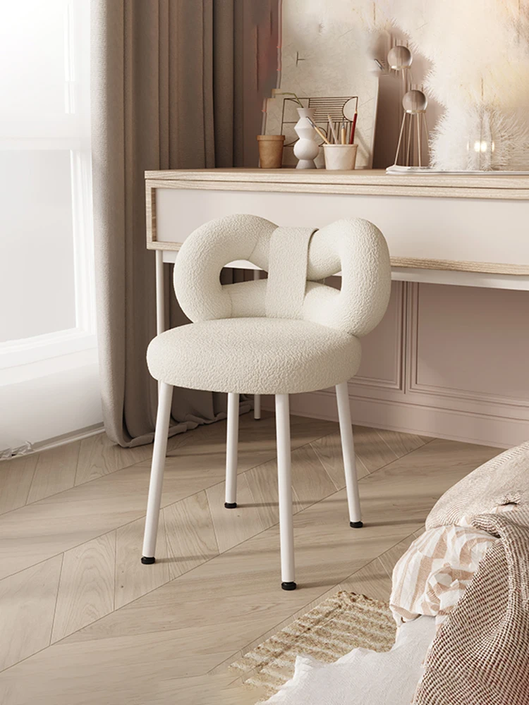 

Nordic Coffee Chairs Luxury Living Room Furniture Armchair Creative Bedroom Cashmere Dining Chair Designer Bowknot Makeup Chairs