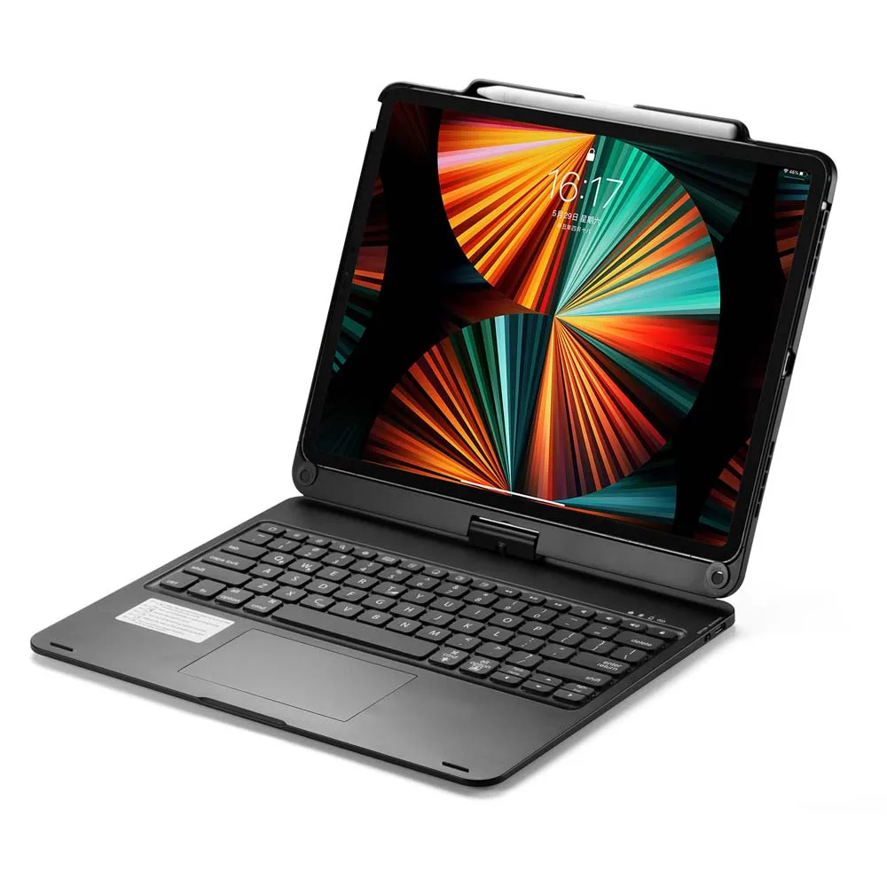for iPad Air 13 M2 2024 M3 2025 M4 2026 with Bluetooth Keyboard Case 360 Degree Rotatable Foldable Stand with Pen Slot Lighting
