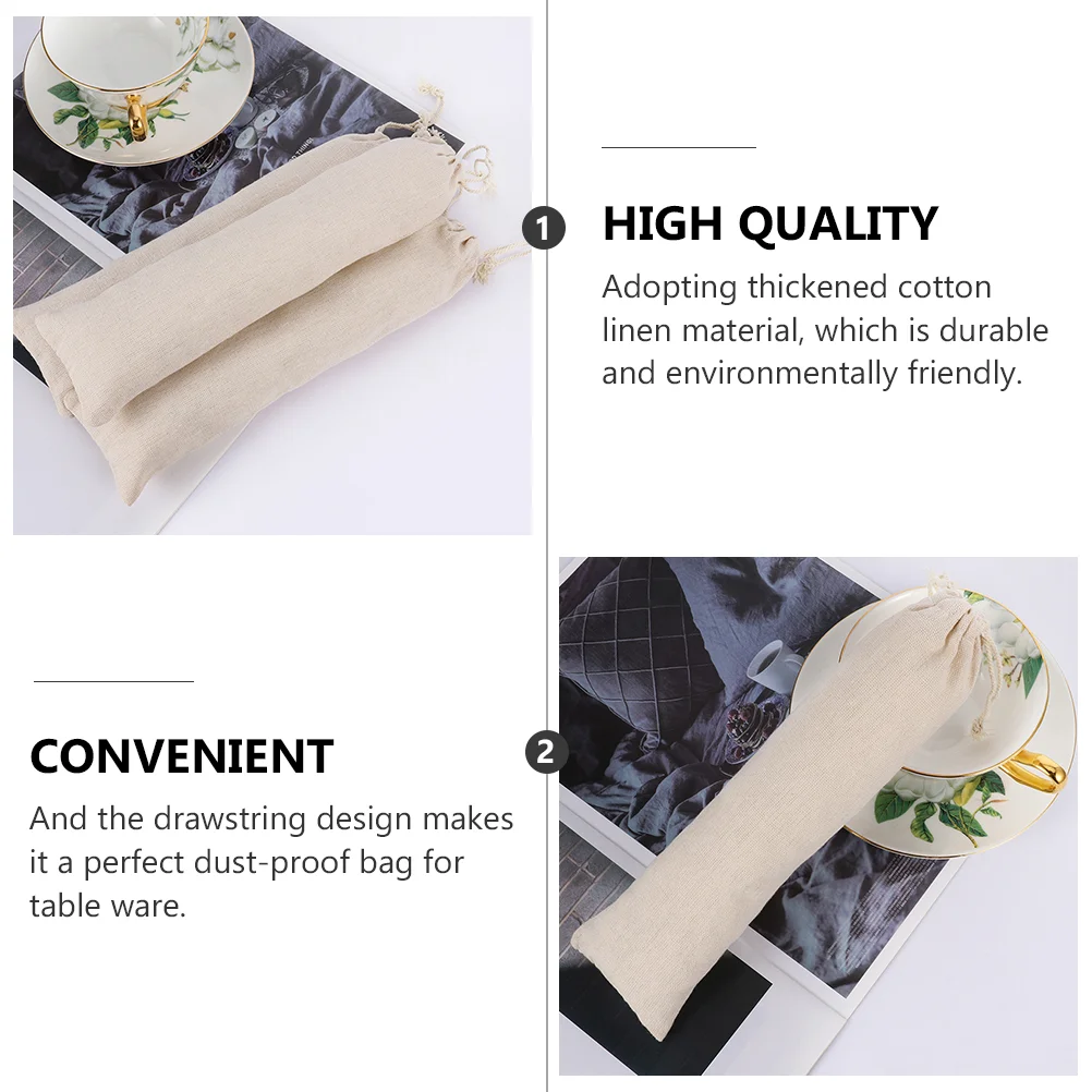 15 Pcs Straw Storage Bag Pouch Environment-friendly Household Drawstring Linen Tableware Cotton Straws