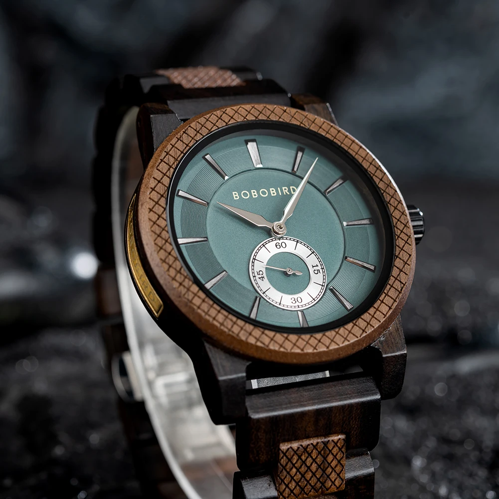 BOBO BIRD Wooden Watch Top Luxury Brand Men' Wristwatch Wood Timepieces Chronograph Quartz Watches Male Clock in Wood Gift Box