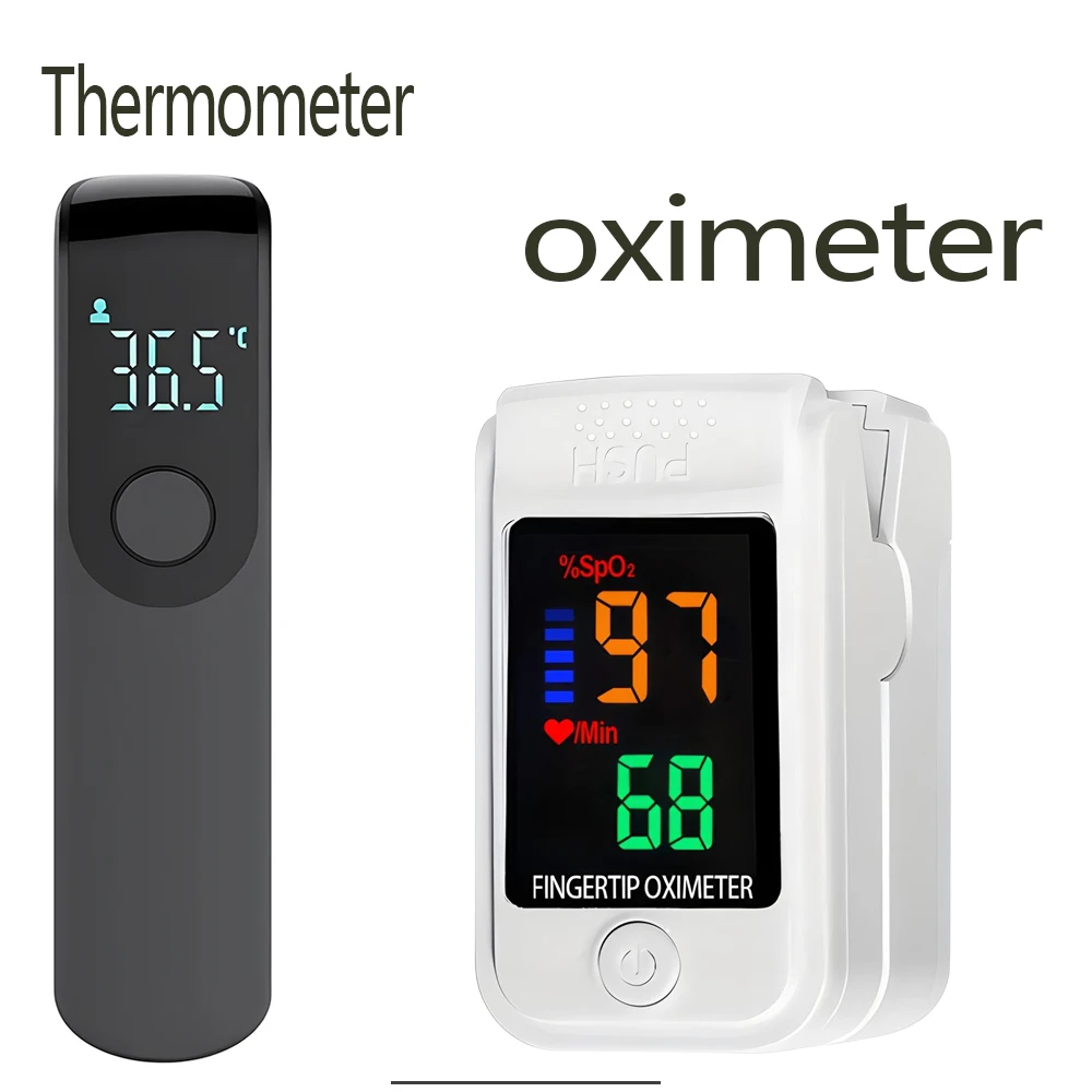 Termómetro Digital de Frente sin Contacto, Termómetro Médico Infrarrojo, Termómetro de Dedo para Medir la Temperatura Corporal, Oxímetro de Pulso SPO2