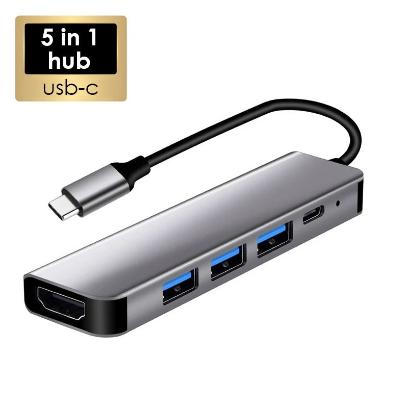 5 in 1 USB Type C 3.1 To 4K HDTV 5Gbps USB 3.0 USB2.0 Hub Data Sync Compatible Thunderbolt 3/4 PD 85w Charge Dock for Macbook