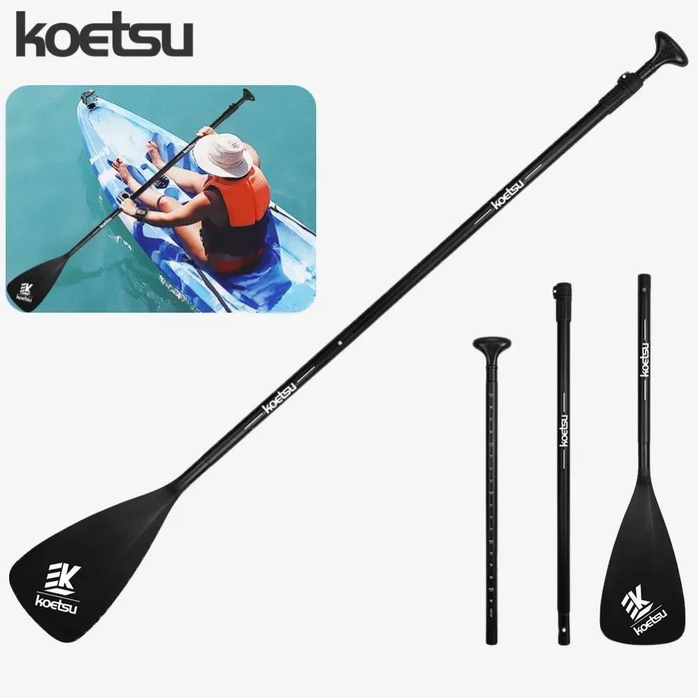 KOETSU 3pcs Aluminum Alloy 1-Way Paddle Double Head Nylon Kayak Boat Paddle Surfpaddle Adjustable Outdoor Stand Up Paddleboard