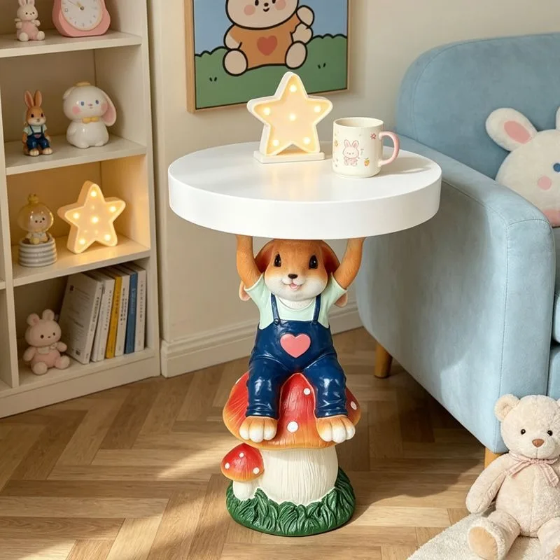 Mori childlike rabbit mushroom small side table, bedside table, living room soft decoration with fairy tale style high-value