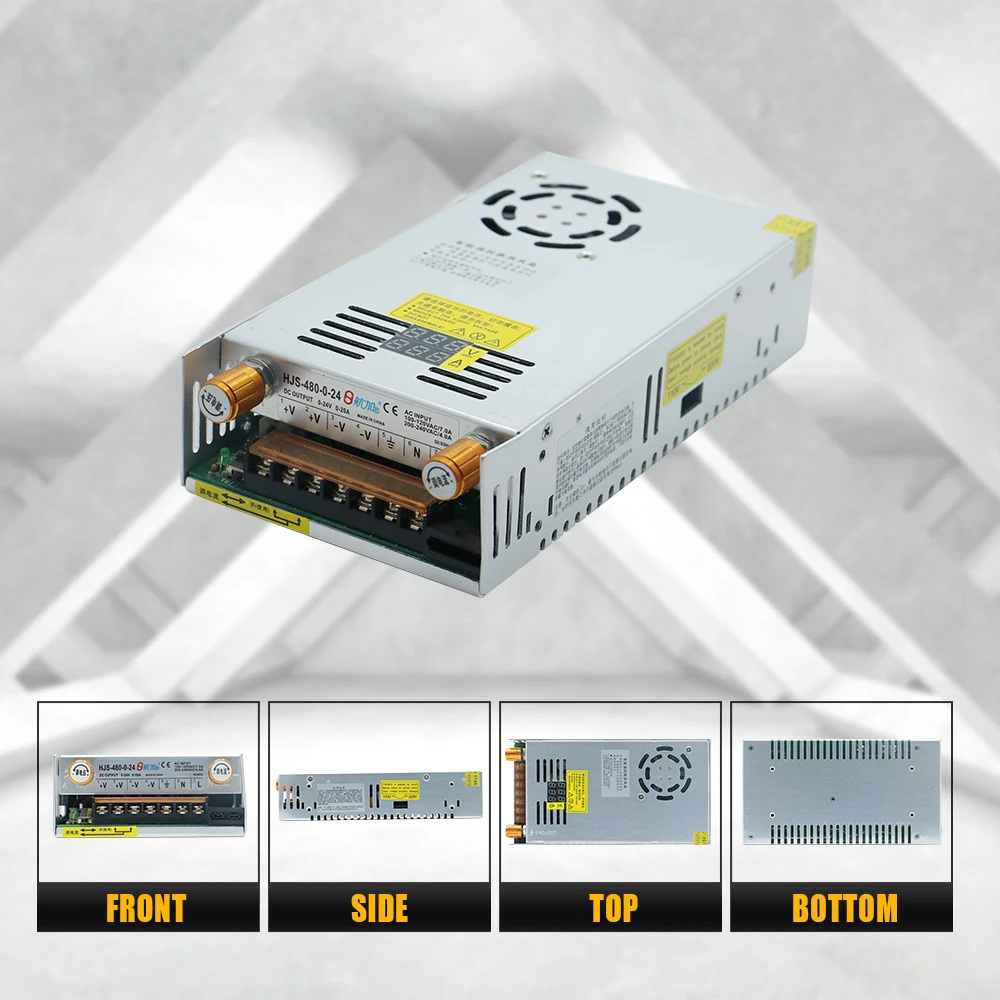 HJS-480 AC 110V 220V Adjustable AC DC Digital display switching power supply 0-48V 10A 480W voltage regulation for stepper motor