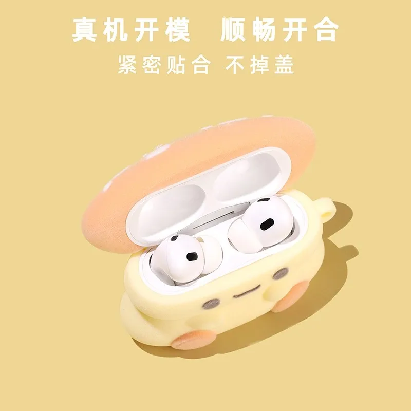 For Airpods 1 2 3 4 Pro Pro 2 Pro 3 Mushroom Flocking Plush Silicone Earphone Case Accessories Cover