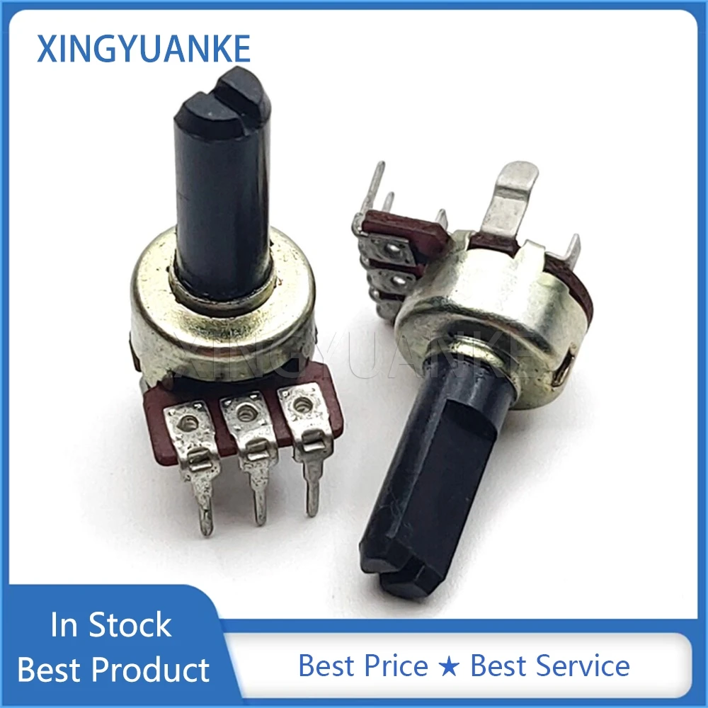 5PCS 121 Type Potentiometer B10K B50K B100K Single Vertical 3-Pin Audio Volume Adjustment Switch 10K 50K 100K Half Shaft 15MM