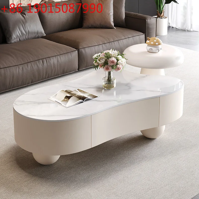 

Italian high-end rock slab coffee table living room household small apartment modern light luxury creative special-shaped tea