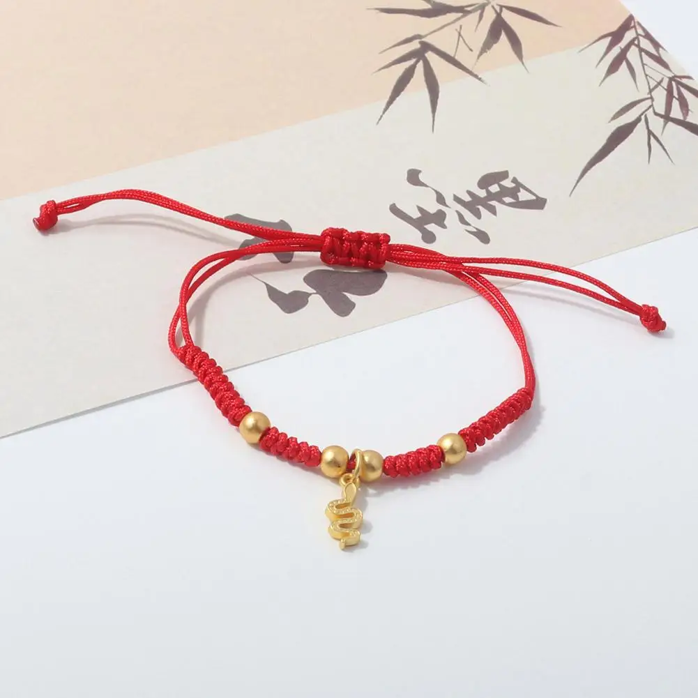 2025 Snake Year Lucky Red Rope Bracelet Chinese Style Snake Braided Hand Chain Women Fashion Jewelry Xmas New Year Gift