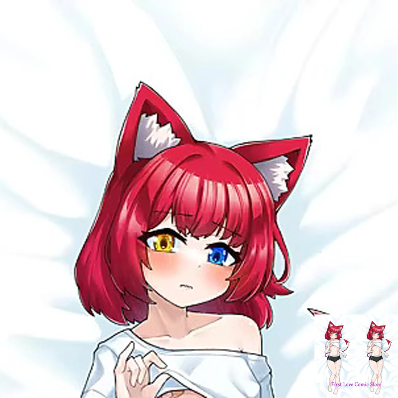 

Anime Commission Cat Ears Dakimakura Pillow Case Otaku Waifu Bedding Hugging Body Throw 2-sided Print Pillow Cover