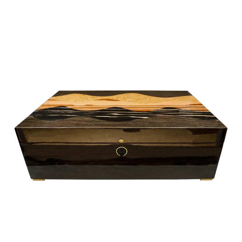 Luxury Large Capacity Handmade Cigar Humidor Box, Spanish Cedar Wood Desktop Storage Case With Hygrometer & Humidifier