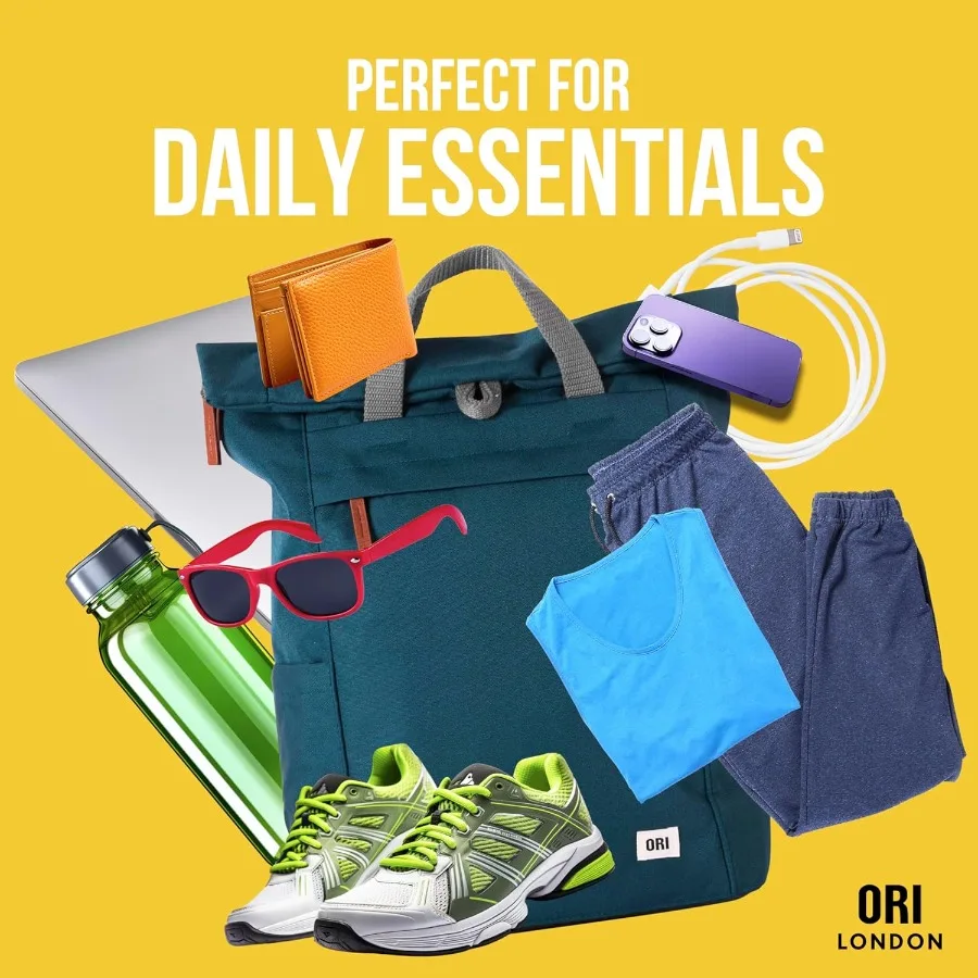 حقيبة ظهر ORI LONDON Rolltop - حقيبة ظهر كبيرة للسفر مع جيوب كبيرة للرجال والنساء - The Finchley Carbon #5