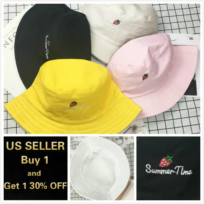 قبعة دلو الفراولة قبعة القطن الصيد Boonie حافة قناع الشمس الصيف التخييم #1