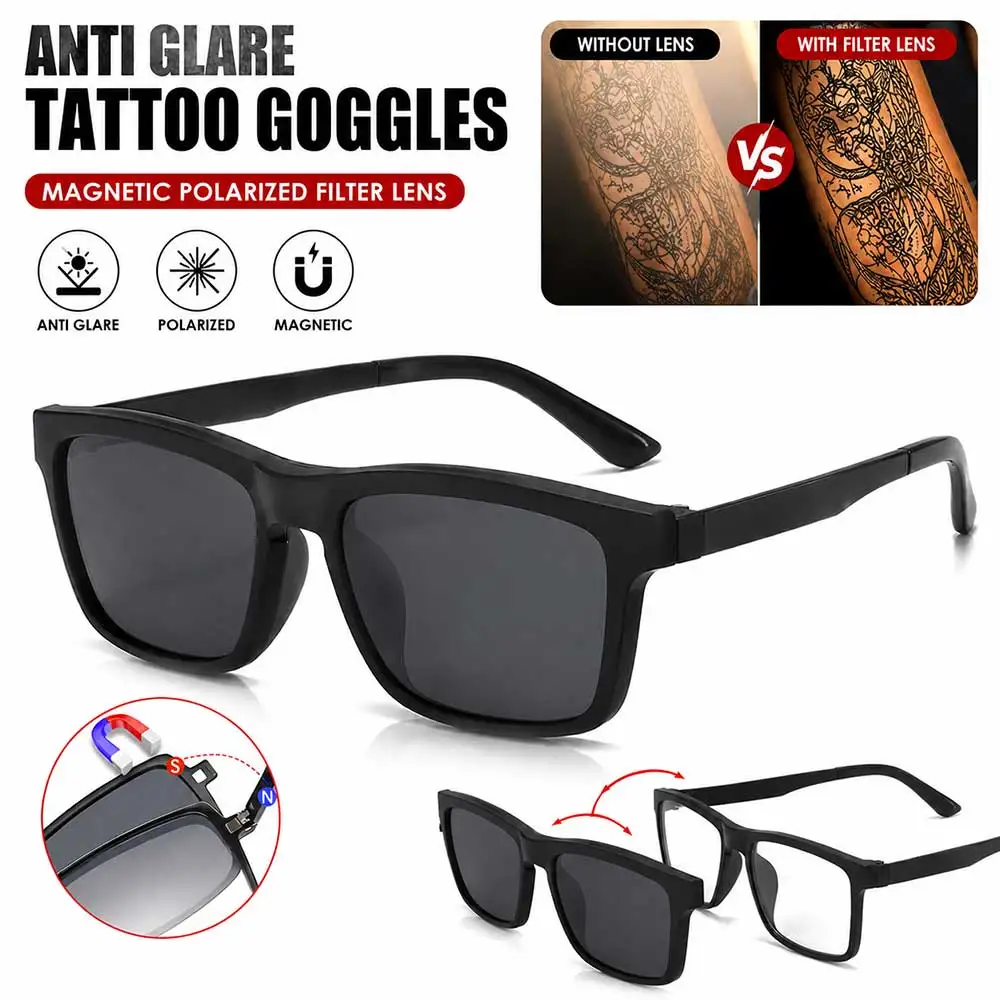 Magnetic Tattoo Goggles Anti Glare Tattoo Polarized Glasses Tattoo Protection Glasses Filter Lens Full Frame Artist Eyewear