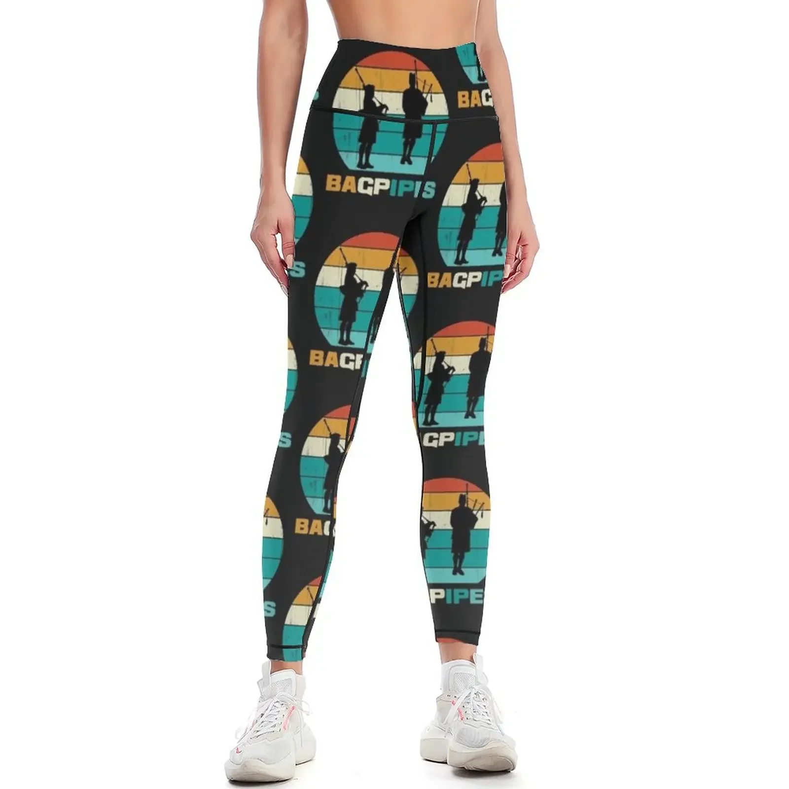

Vintage Retro Bagpipes: Best Funny Gift for Bagpipes Lovers Leggings gym clothing sport pants trousers Womens Leggings