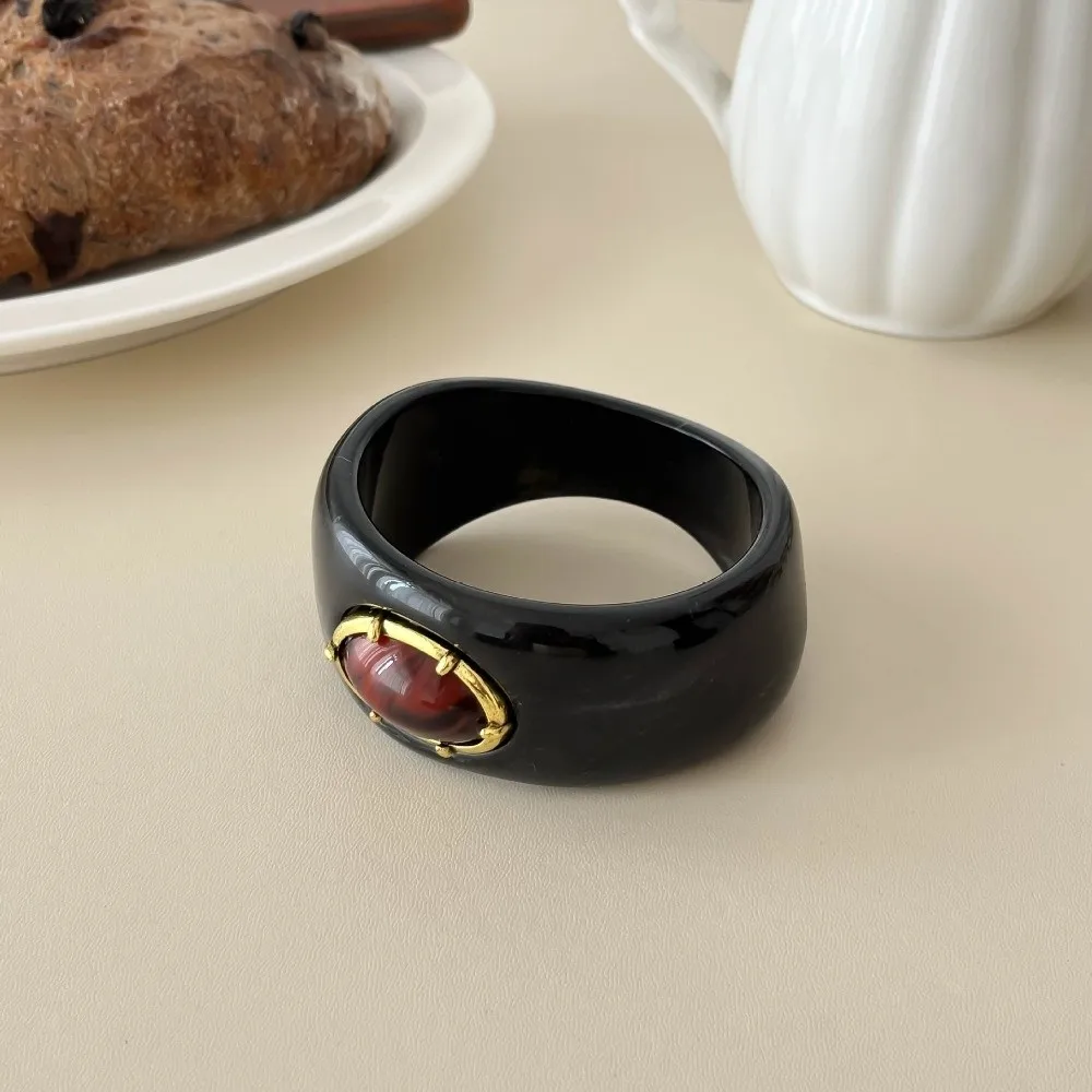 

Inlay Resin Acrylic Bracelet Exaggerated Luxury Geometric Wide Bangle Temperament Irregular Chunky Cuff Vintage