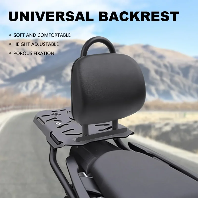 Adjustable Motorcycle Rear Backrest in Soft PU Leather Material Compatible with Hole Spacing of 6.5cm-7.5cm/ 15.5cm-16.5cm chair