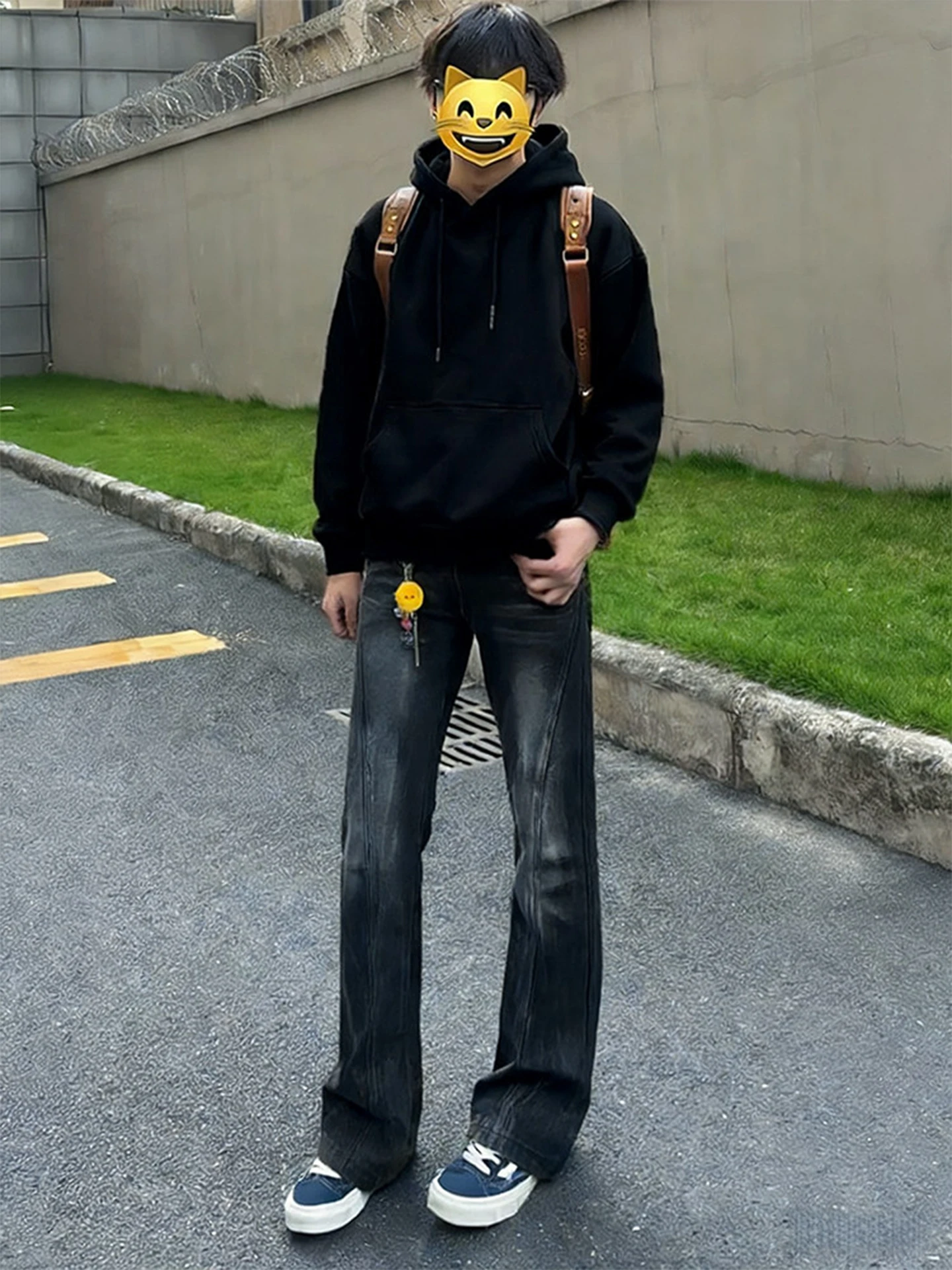 

Cleanfit Bla Knife Jeans Men's American High Street Straight Leg Slimming Micro Flare Pants Cotton Blend Wear Resistant