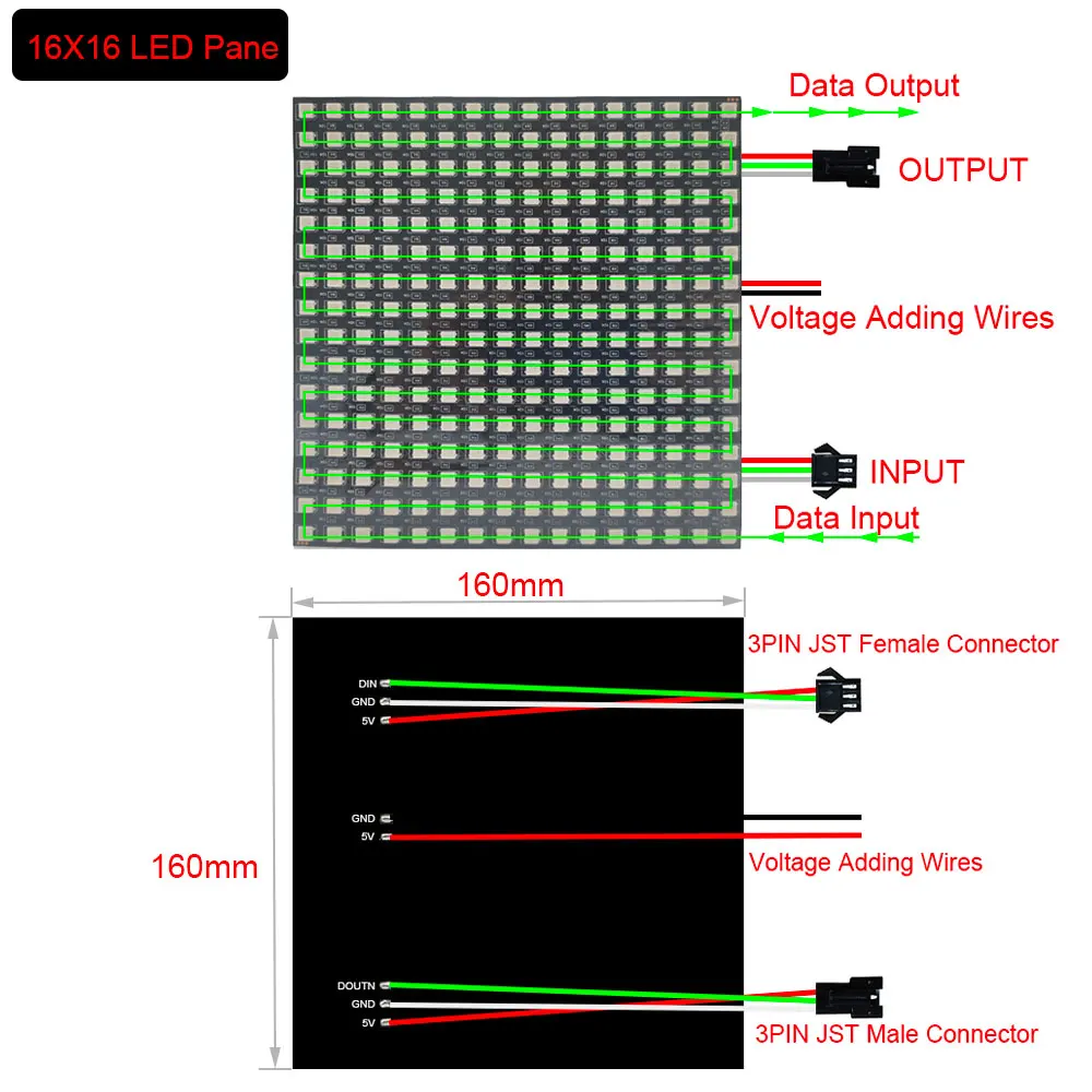 DC5V WS2812B RGB LED cyfrowy elastyczny 8x8 16x16 8x32 indywidualnie adresowalny Panel świetlny moduł WS2812 RGBIC ekran matrycowy