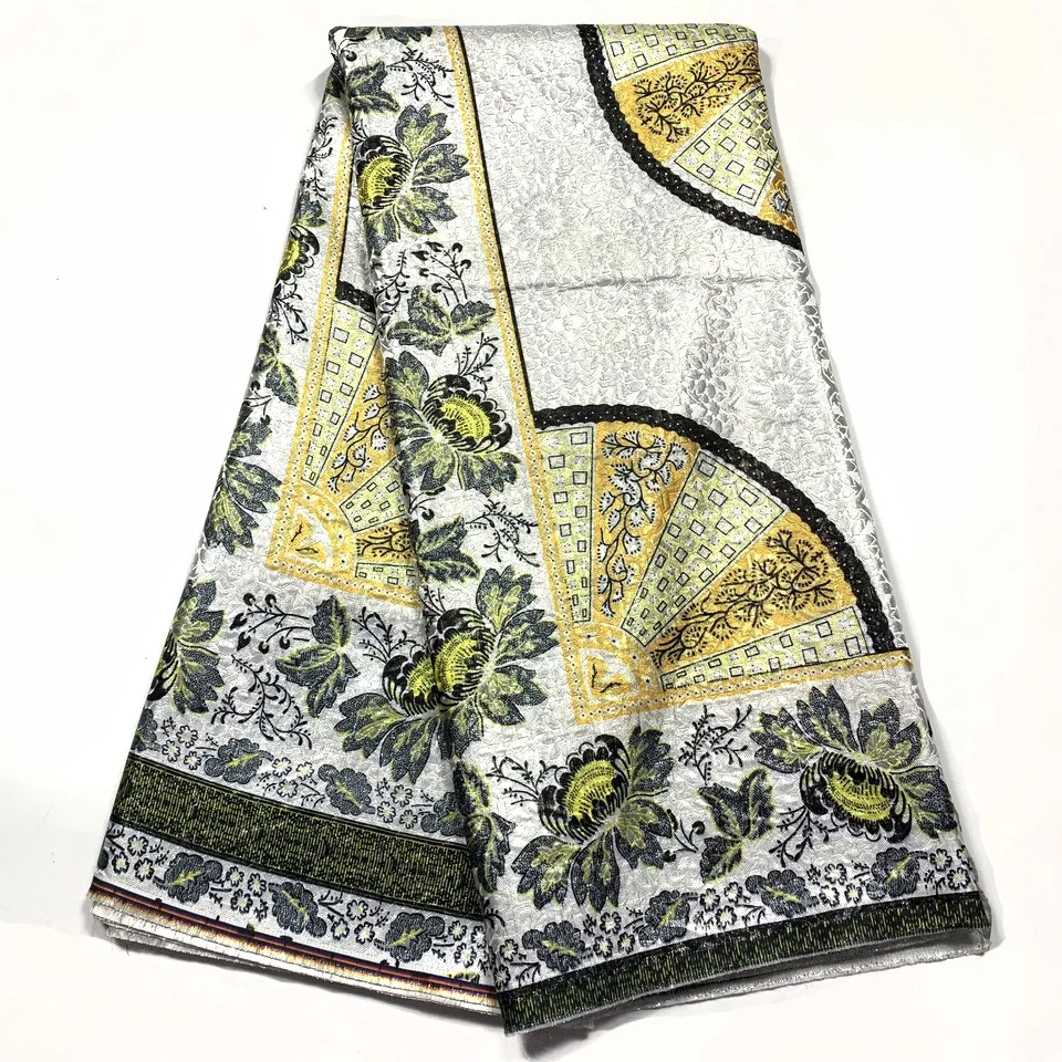 

Latest African Lace Fabric 2022 High Quality Lace 5 Yards Brocade Jacquard Fabric Nigerian Lace Fabric 5 Yards for Wedding MJ522