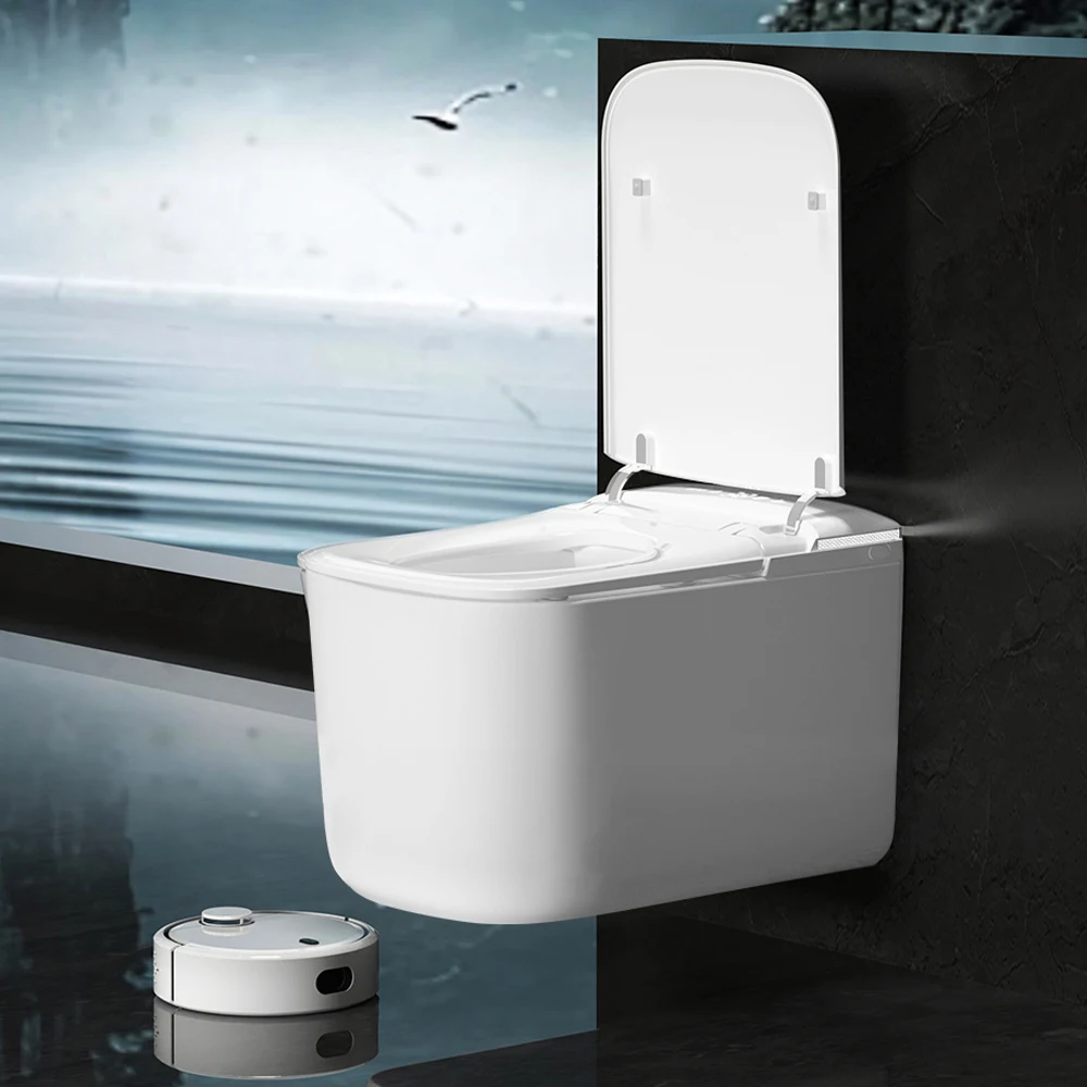 

Rectangular Smart Toilet Seat Built In Water Tank Widen Seat Cushion HD Display Seat Heating Feminine Wash Dry Modern Bathroom