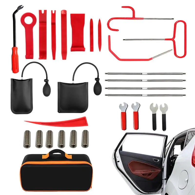 Pull Hook Tool For Car Long Distance Pull Hook J-Hook Tool 29-Piece Set Professional Kit Assorted Car Repair Tools Storage Bag