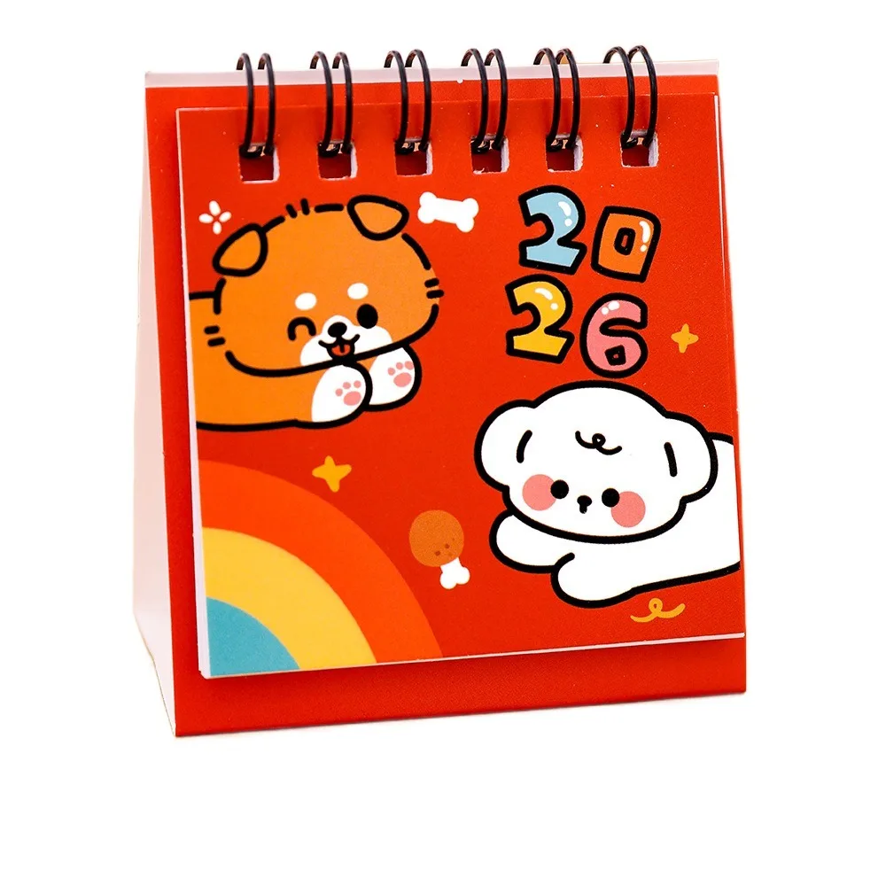 Creative New Year 2026 Desk Calendar Coil Binding Portable Schedule Planner Cartoon Desktop Calendar Desktop Decoration