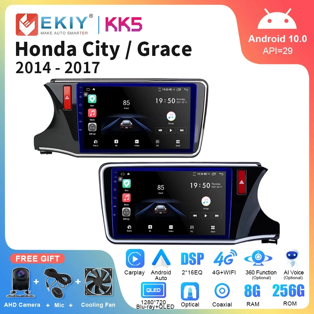 

EKIY KK5 Android Car Radio For Honda City Grace 2014 - 2017 AI Voice Multimedia Video Player Auto Navigation Stereo GPS 2din DVD