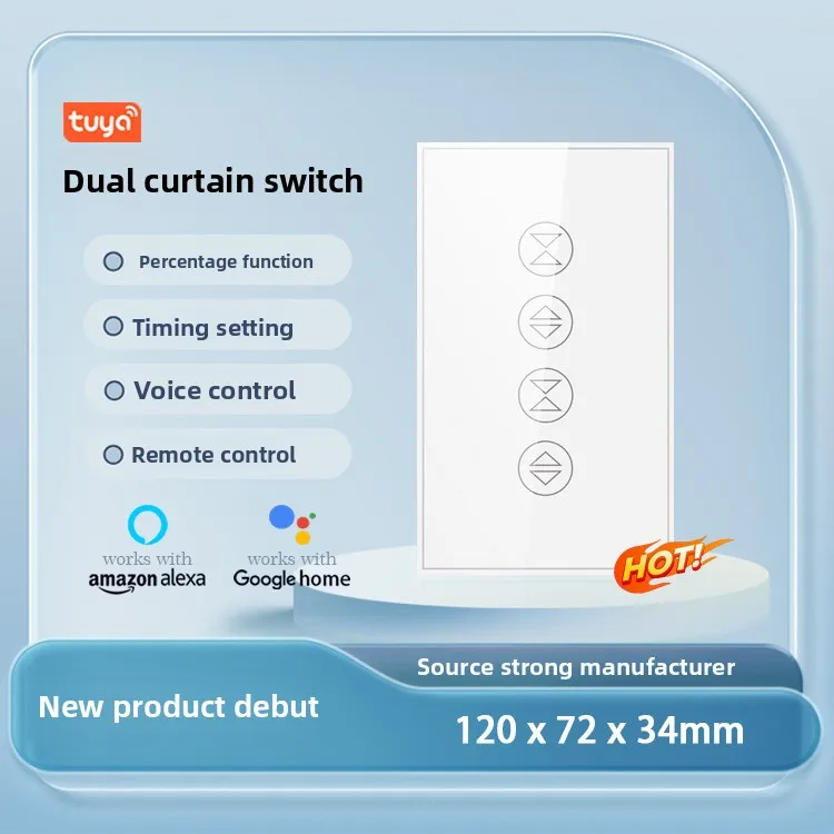 intelligent dual wi-fi remote control curtain switch intelligent voice control American plug maximum 10A current two-way