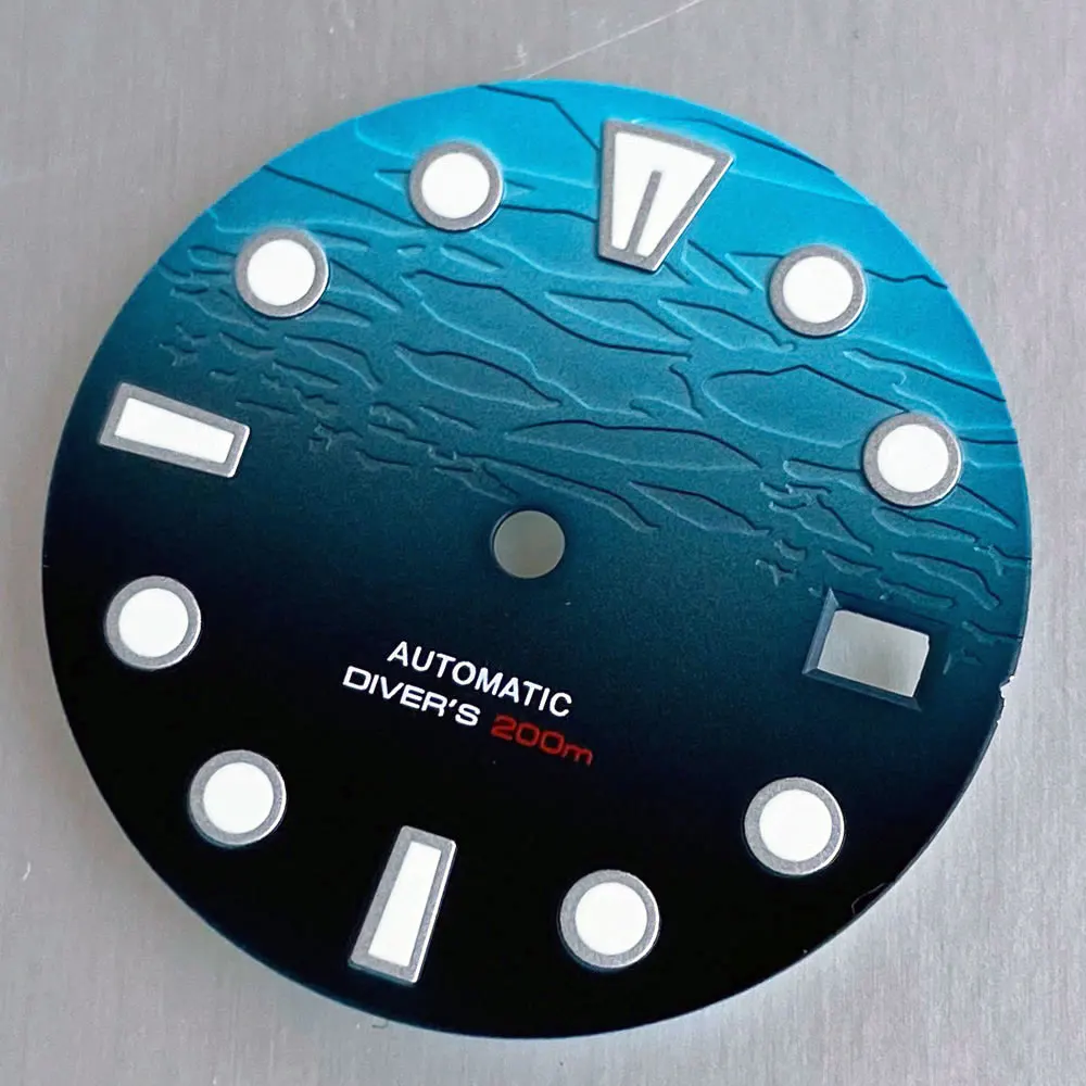 29mm Mod Gradient Blue Pattern Watch Dial Face Fit NH35 Automatic Movement Men Watches Parts