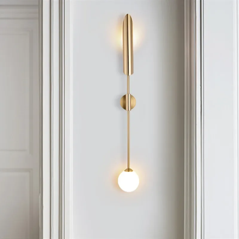 Modern Light Luxury American Wall Lamp Creative Simple Golden Inclined Porch Wall Decor Bathroom Lighting Living Dining Bedroom