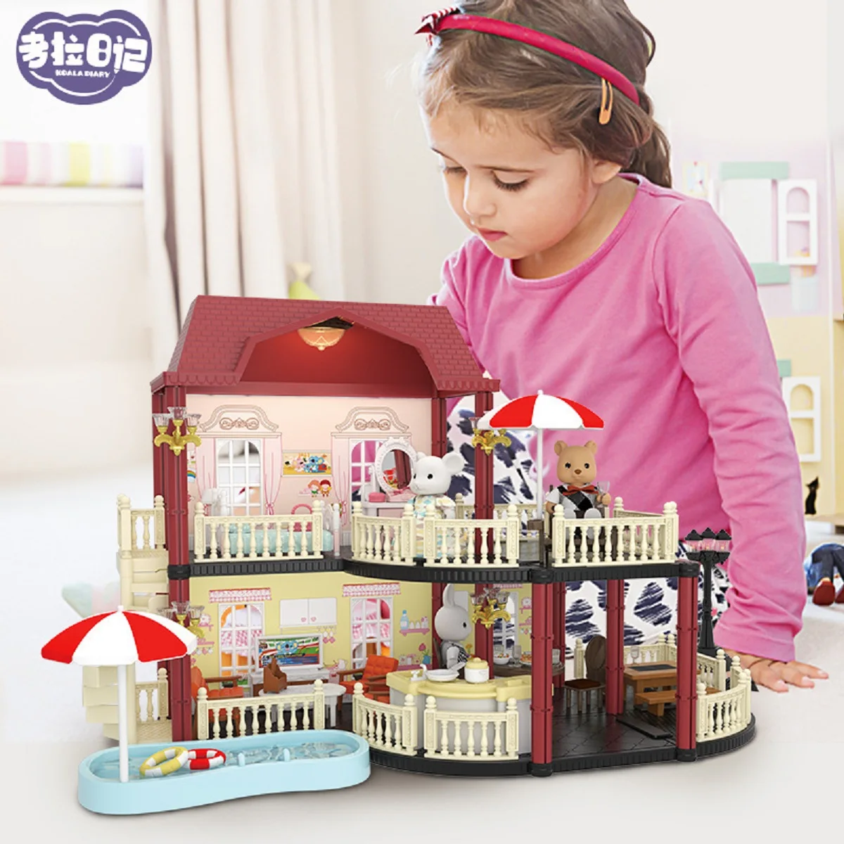 子供のための城のミニチュアドールハウス、家具のシミュレーションおもちゃ、クリスマスの装飾ギフト、2023