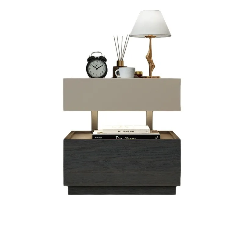 

Italian minimalist bedside table Modern creative suspended solid wood bedside cabinet Bedroom, storage locker