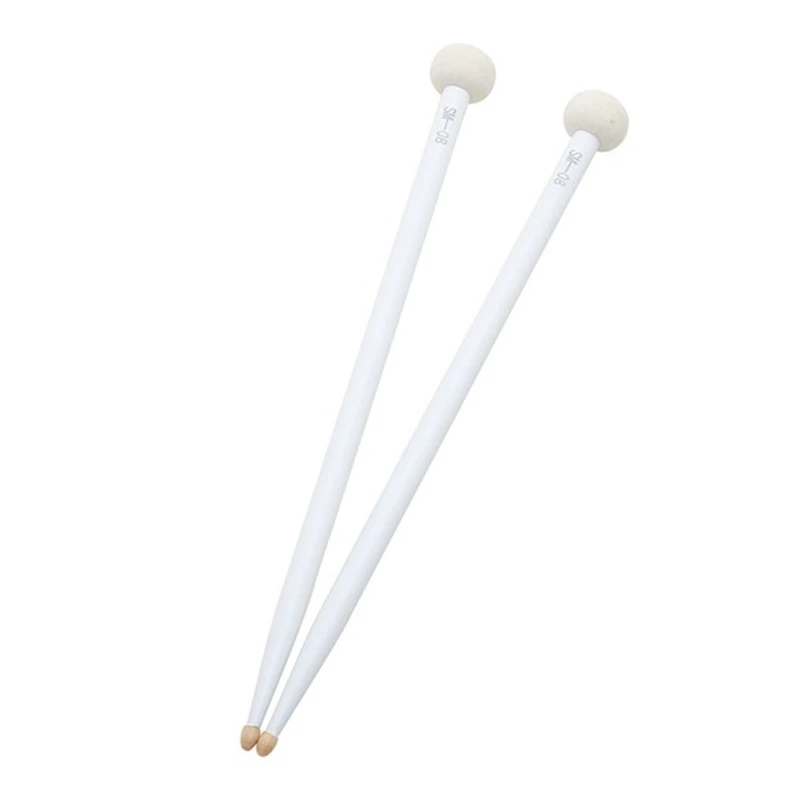 1 Pair Head Drum Sticks White Timpani Drumsticks Felt Percussion Instrument Practice Playing Double-Head Drum Hammer