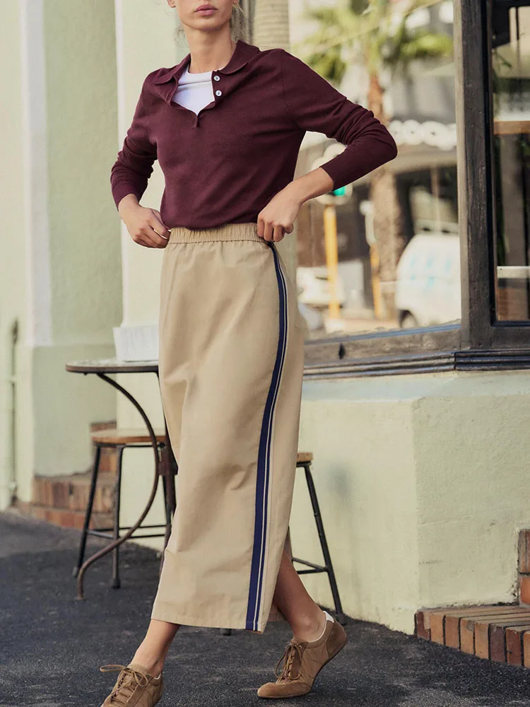 Spring New Arrival High Waist Midi Skirt Ele Simple Side Strap Design Commute Sle Women's Faionable Skirt