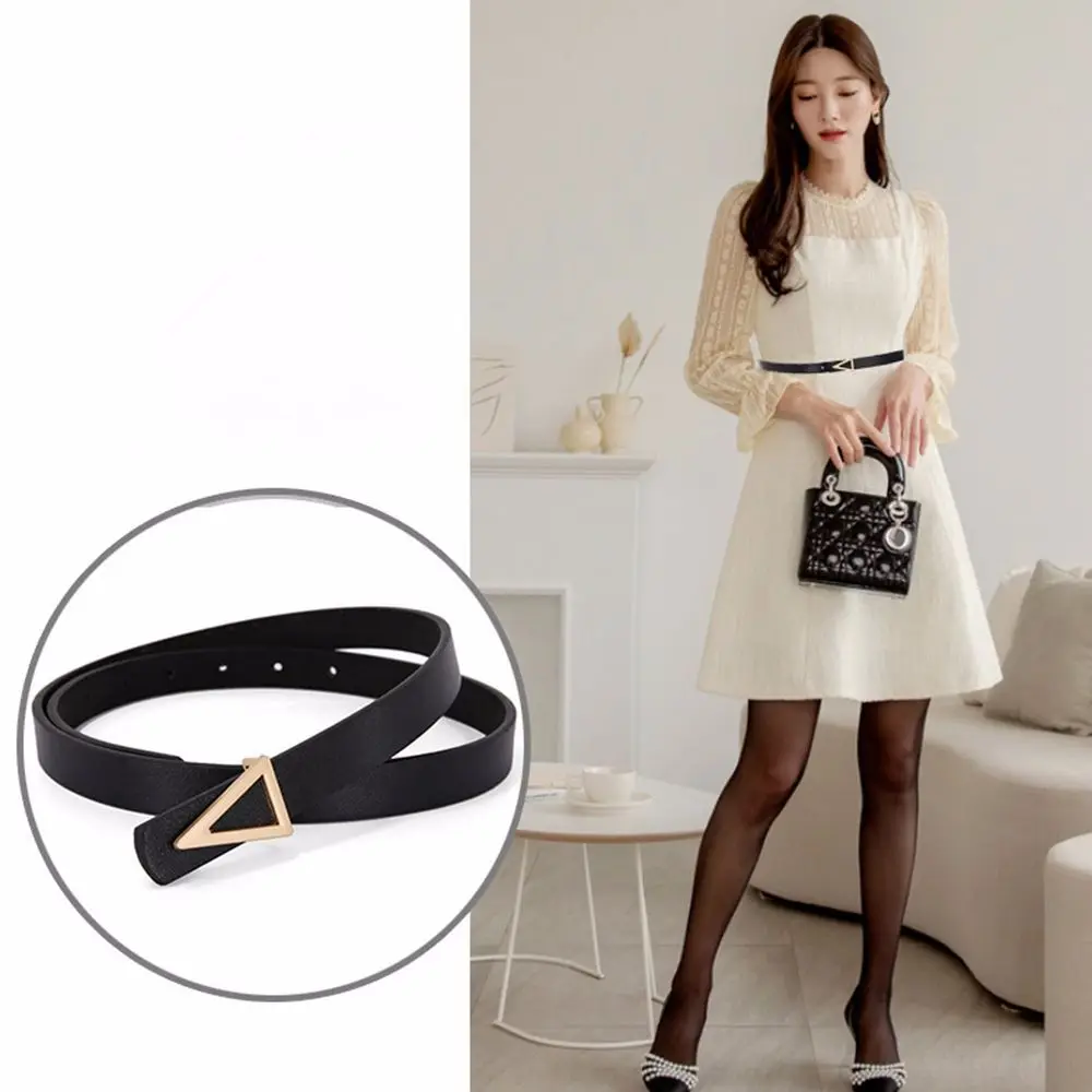 Simple Vintage Unisex Male Female Belt accessories Width Triangle waistband PU leather belt