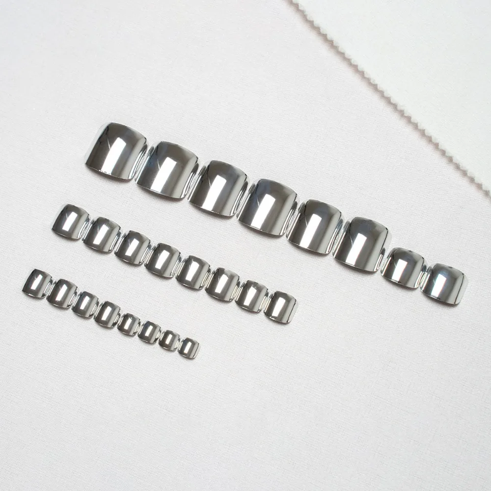 Moda Indossabile Manicure Unghie finte Unghie finte Testa quadrata Punte per unghie del piede Lunghezza corta Copertura completa Stampa sulle unghie Donna