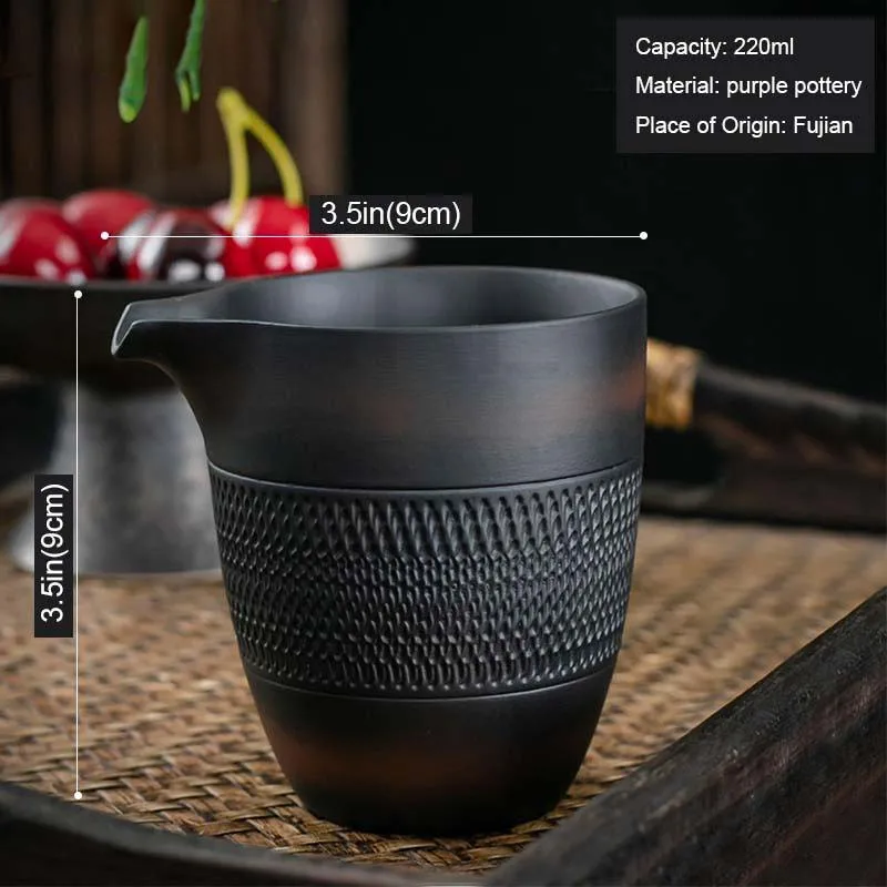 YMEEI Purple Pottery Teapot Tea Fair Cup Ceramic Handmade Tea Ceremony Cup Coffee Mug Kung Fu Tea Sets Master Fair Small Cup