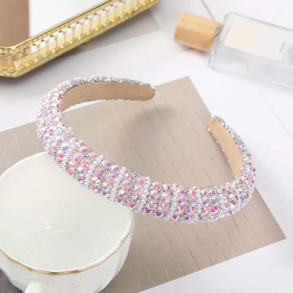 Rhinestones Retro Hair Hoops Women Party Festival Bezel Headbands For Women Out-going Hair Accessories Hairbands Hair Band