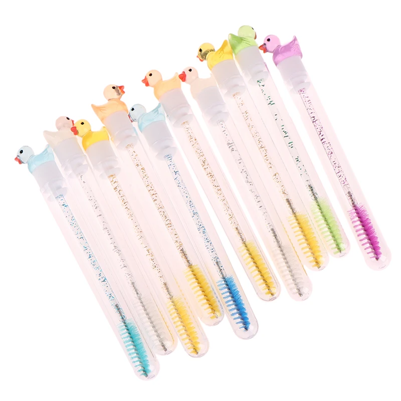 Reusable Eyelash Brush Tube Cartoon Duck Shape Disposable Mascara Wands Replaceable Dust-proof Eye Lash Eyebrow Brush Tube