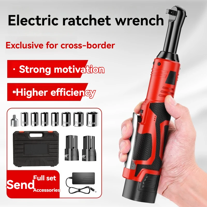 Cordless Electric Ratchet Wrench 50Nm Torque 2.0Ah Rechargeable Right Angle Spanner for Auto Repair