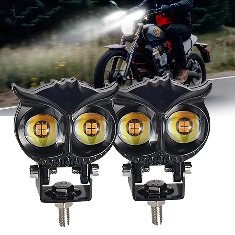 Motorcycles Led Headlight Fog Light Car Dual Color Owl spotlight for ATV Scooter Auxiliary Lamp motorcycle Accessories lights