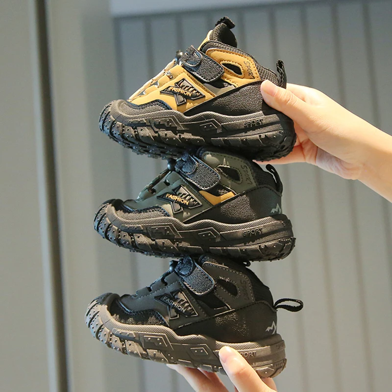 

Детская спортивная обувь на платформе, весна-осень 2024, модная нескользящая износостойкая повседневная обувь с высоким берцем для мальчиков и девочек