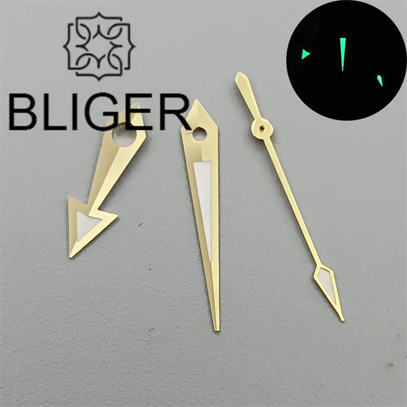 BLIGER New Watch Hands With Arrow Head Black Blue Silver Rose Gold Color Green Luminous ForNH35 NH36 ETA 2824 PT5000 Movement